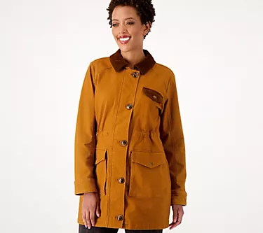 Joan Rivers Field Jacket with Corduroy Trim