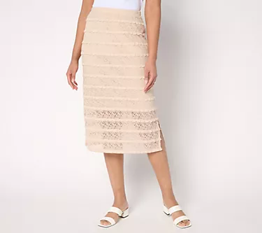 Susan Graver Soleil Petite Novelty Knit Midi Skirt