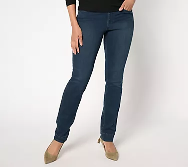 Belle by Kim Gravel Petite TripleLuxe Denim Straight Leg w/Wide Hem