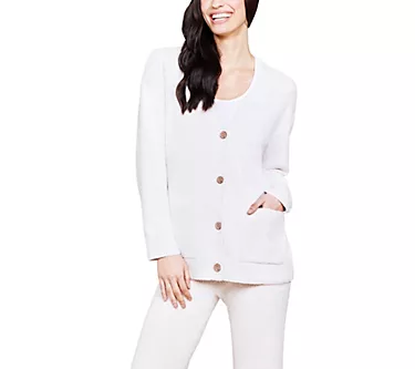 Barefoot Dreams CozyChic Lite Contrast Rib Pocket Cardigan